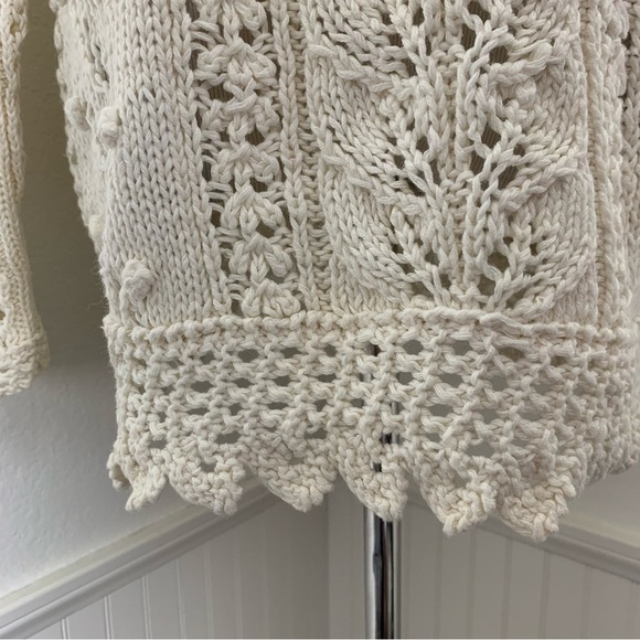 Vtg Chaus Longline Cable Knit Hobnail Sweater Womens M Ramie Cotton Cottage - Picture 9 of 17